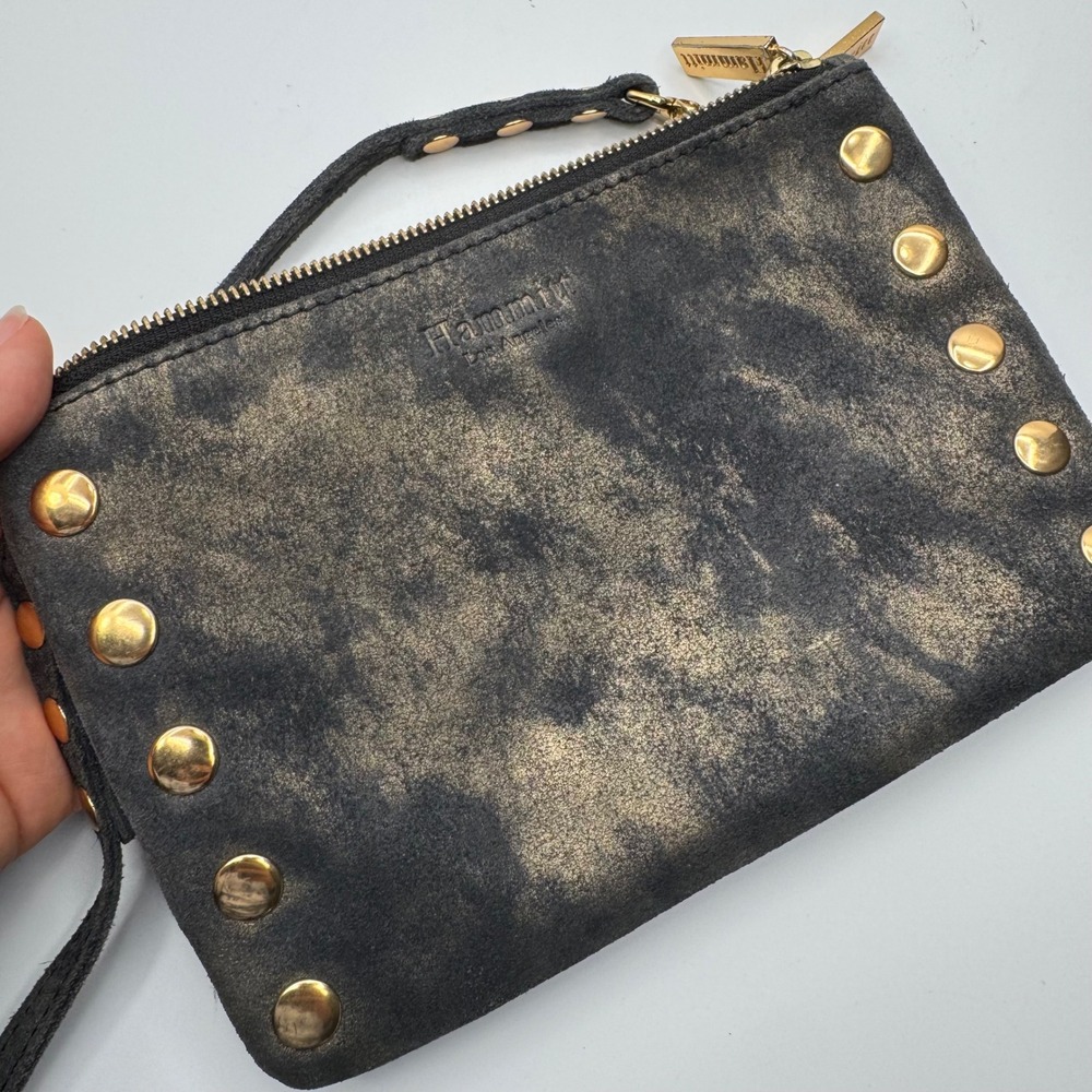 Hammitt Los Angeles VIP Small Crossbody Bag Black Gold Distressed Leather Rivet - Picture 14 of 14